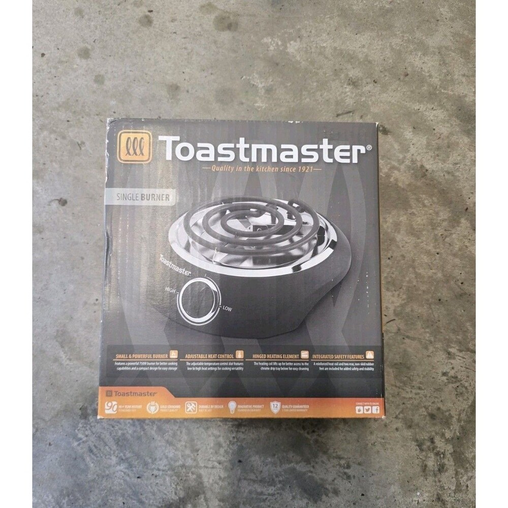 New Toastmaster Single Burner Electric 1000W Hot Plate Black TM-105SB